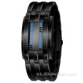 Reloj digital de acero inoxidable con cadena LED original Reloj de pulsera deportivo elegante punk para hombre Reloj de pulsera analógico innovador para hombre